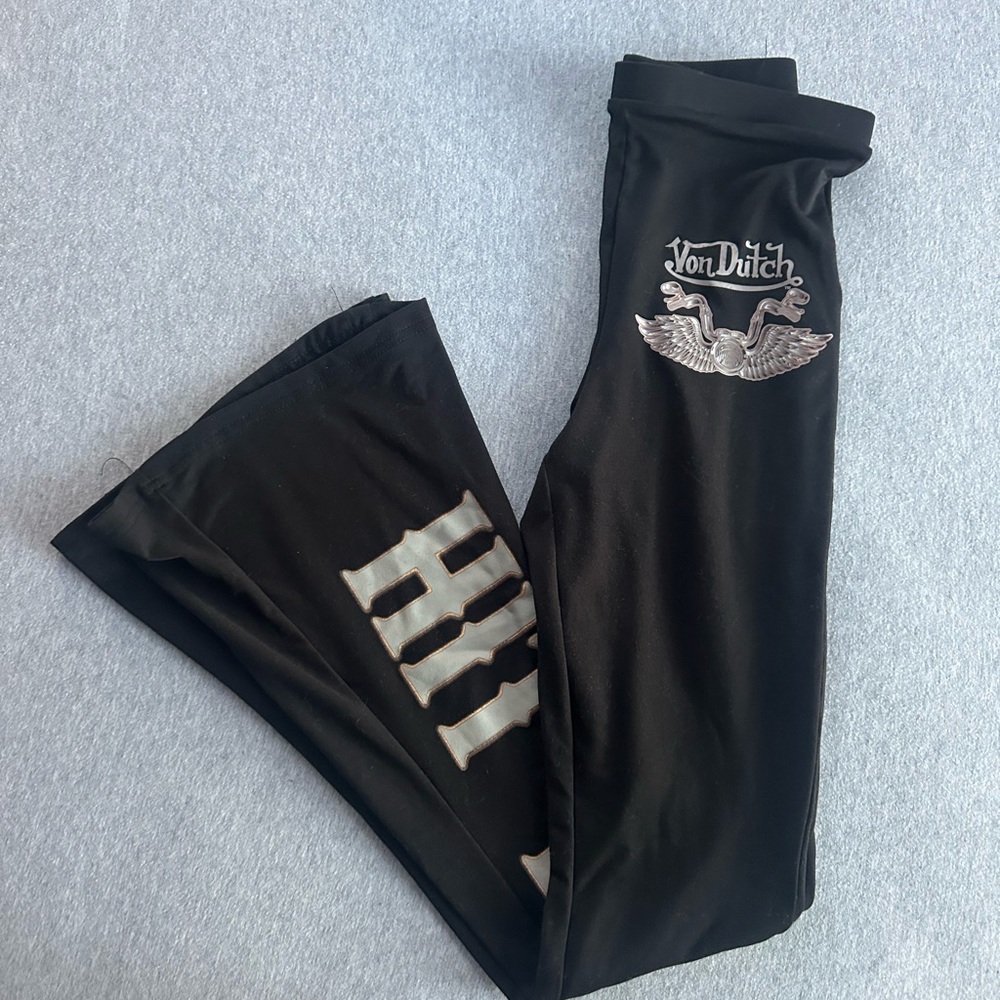 Von Dutch Black Winged Logo Pants